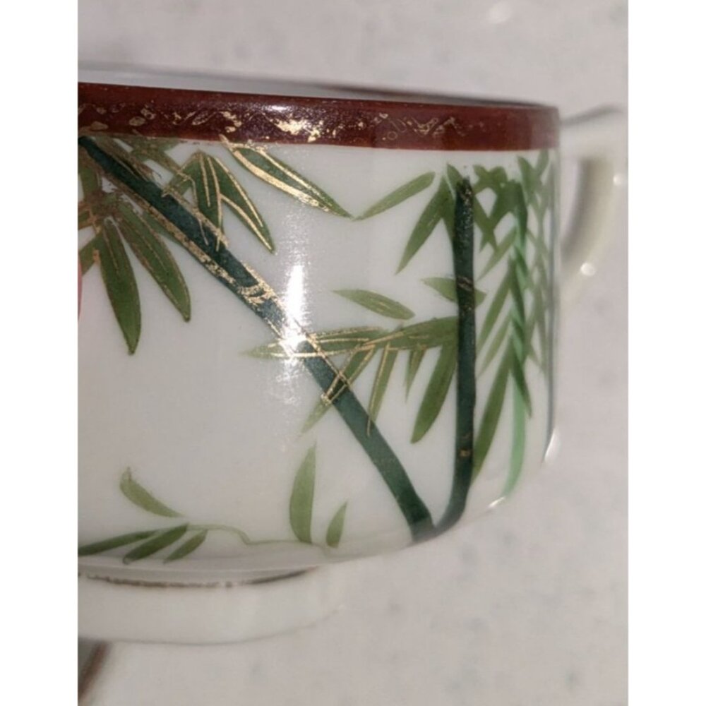 Kutani 3 teacups Bamboo Geisha Bone China Footed Japan - Picture 10 of 14